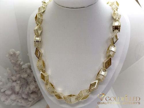 Exklusive antiallergene vergoldete Halskette „Goldfilled“, 60 cm lang und 10 mm breit, 14K-Farbe