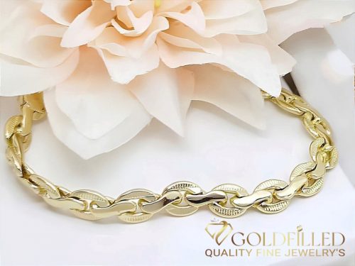 Antiallergenes vergoldetes Armband „Goldfilled“, 19 cm lang und 8 mm Breit, 14K-Farbe