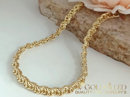 Exklusive antiallergene vergoldete Halskette „Goldfilled“, 45 cm lang und 7 mm dick, 14K-Farbe